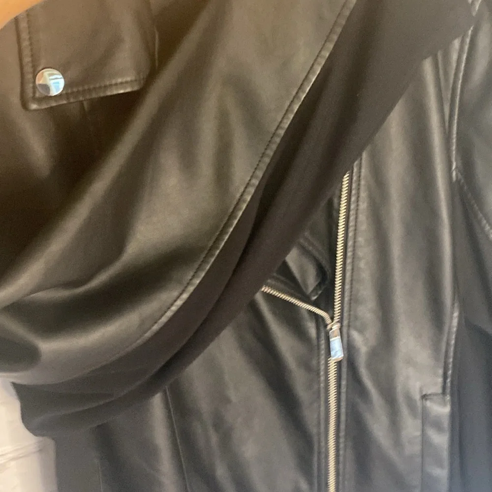 Pennington’s Black Moto Biker Faux Leather Classic Zip Up Jacket 1X - Picture 11 of 14